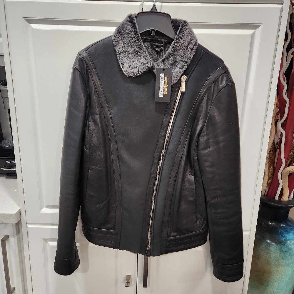 Dirk Bikkembergs Sport Couture Lamb Leather Shearling Jacket
